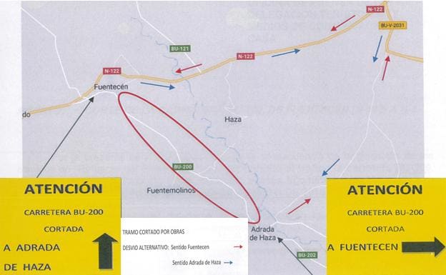 La carretera BU-200, de Fuentecén a Adrada de Haza, se cortará al tráfico el lunes 17 de junio